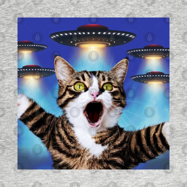 Selfie of Funny Cat And Aliens UFOs 3 by Megadorim